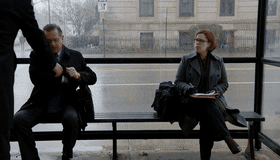 Rainy bus-stop dialogue RAW